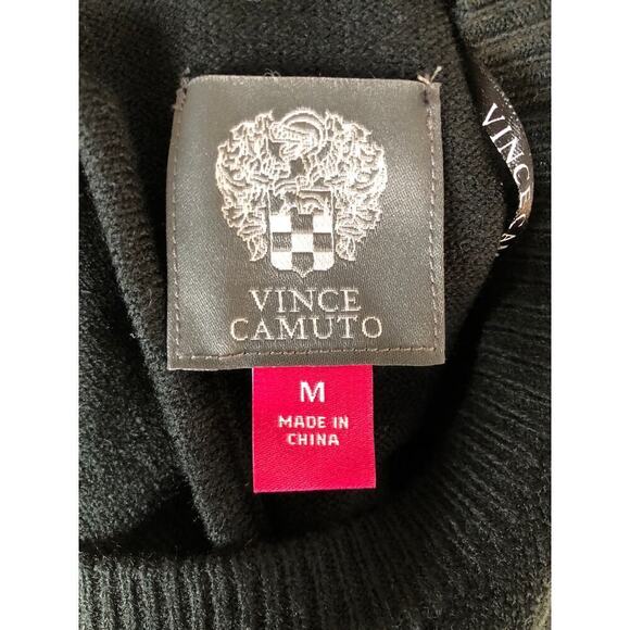 Vince Camuto Sweater Dress Long Sleeve Open Back Bow Tie Fit & Flare Black M - Picture 6 of 9